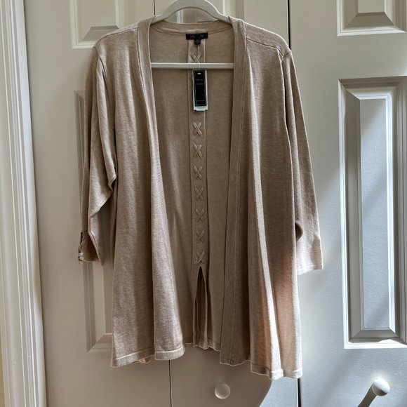 Lety & Me Aubree Back Detail Cardigan - Beige - Size 2X NWT - Picture 2 of 10
